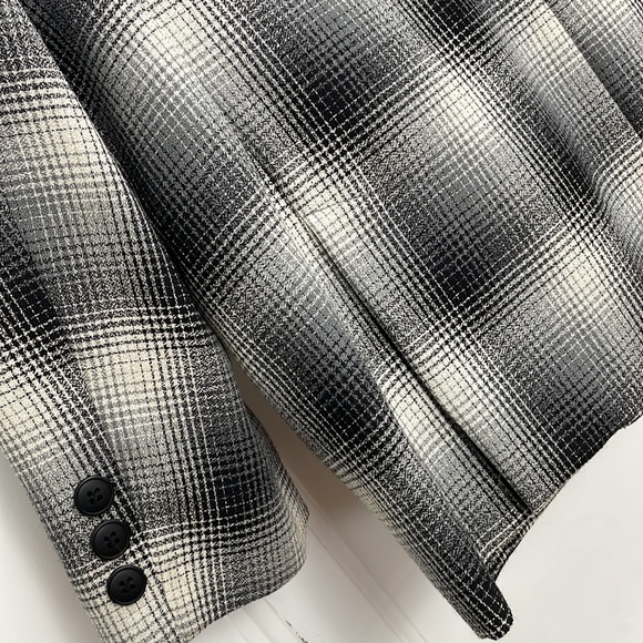 Vintage ALFRED SUNG Plaid Blazer Y2K late 90s wool greys - Picture 10 of 15